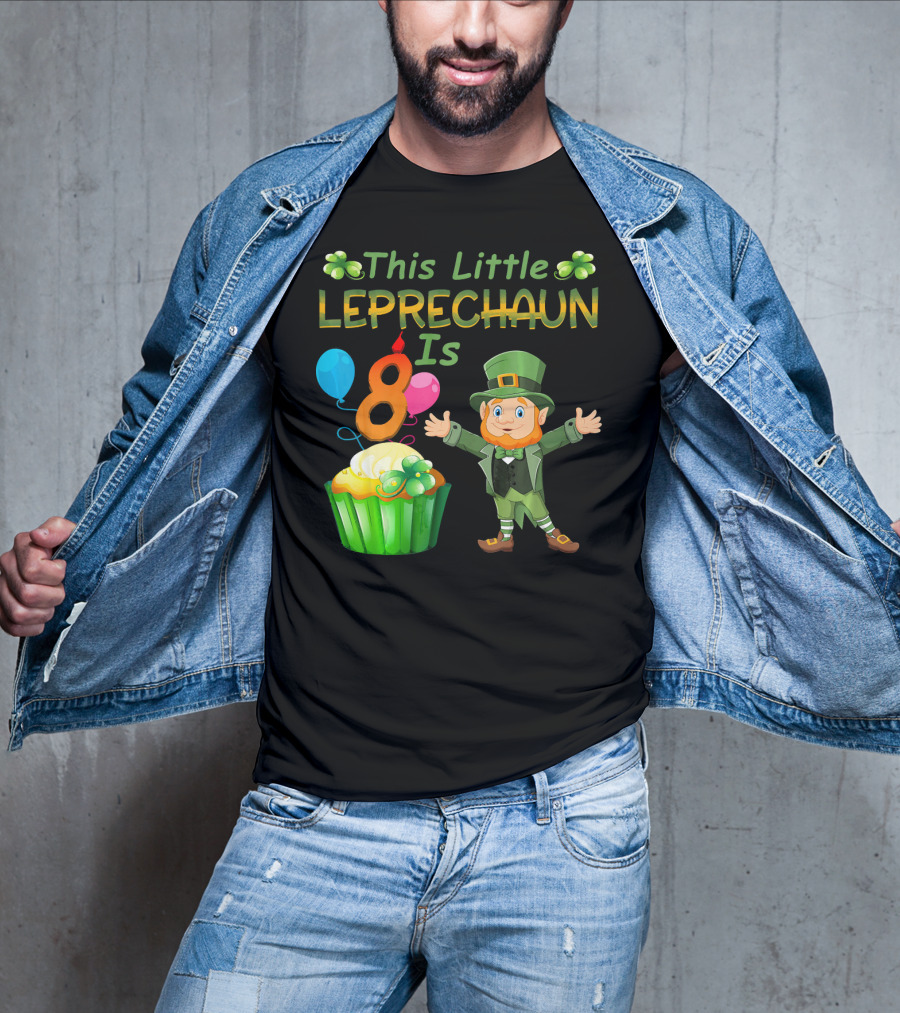 This Little Leprechaun Is 8 Birthday Cupcake Balloons T-Shirt