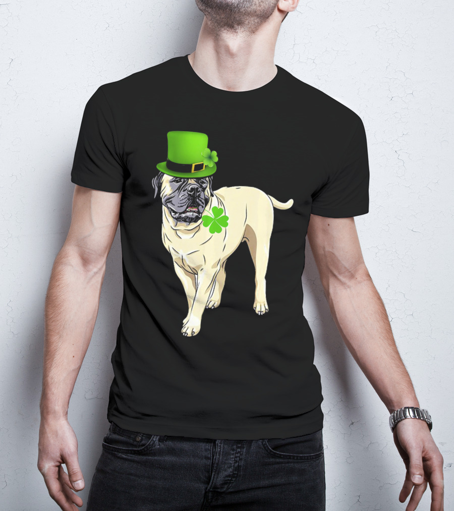 St Patricks Day BullMastiff Dog Irish Shamrock Hat T-Shirt