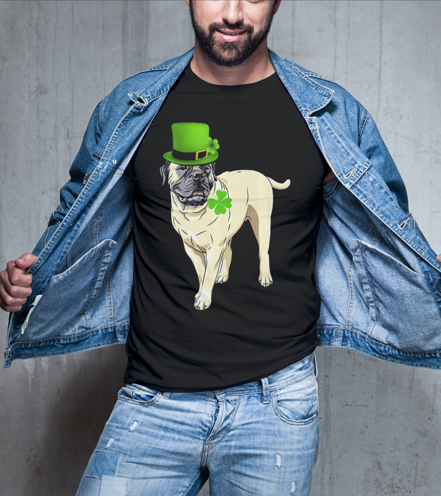 St Patricks Day BullMastiff Dog Irish Shamrock Hat T-Shirt