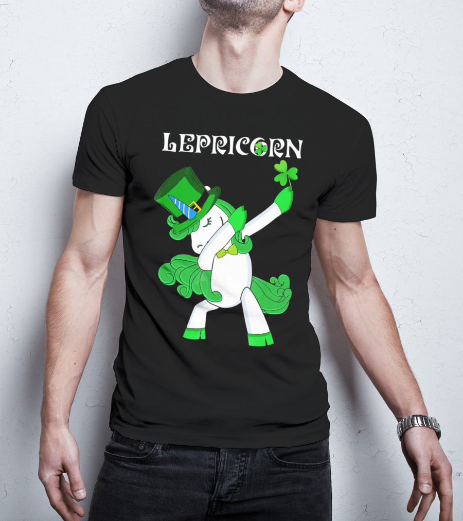 Lepricorn Funny Dabbing Cute Irish Unicorn With Shamrock T-Shirt