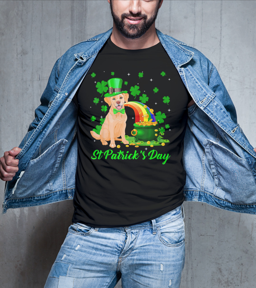 St Patrick's Day Leprechaun Golden Retriever T-Shirt