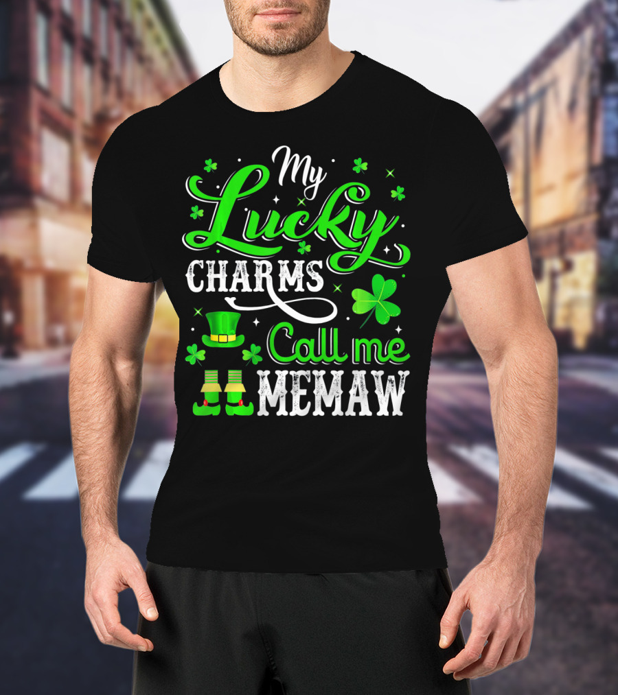 My Lucky Charms Call Me Memaw Saint Patrick Shamrock Hat Boots T-Shirt