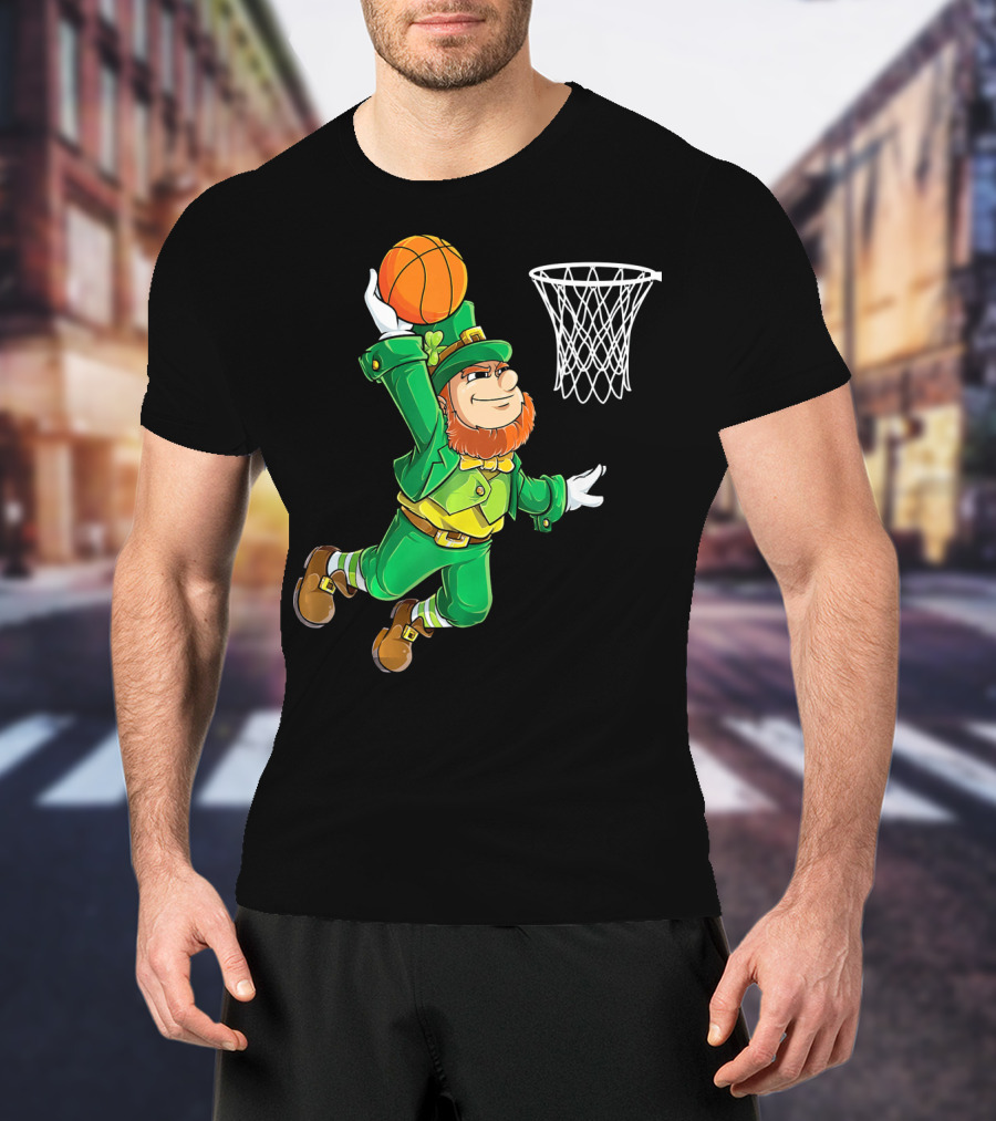 Leprechaun Basketball Dunk St Patrick's Day T-Shirt