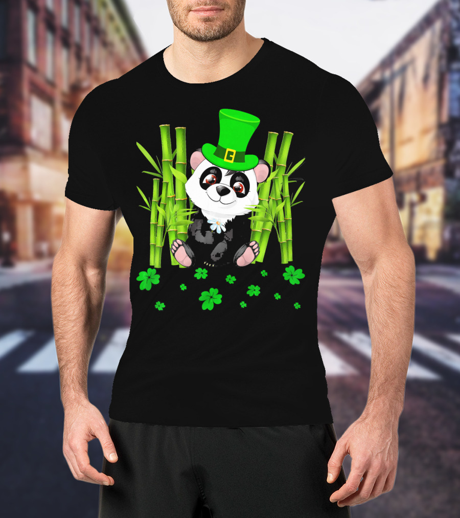 Leprechaun Panda Bamboo St Patricks Day Shamrock T-Shirt