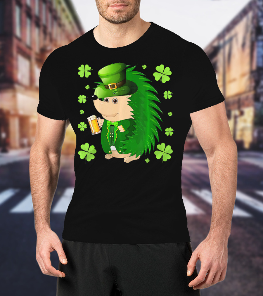 Funny Hedgichaun Leprechaun Clover Beer St. Patrick's Day T-Shirt