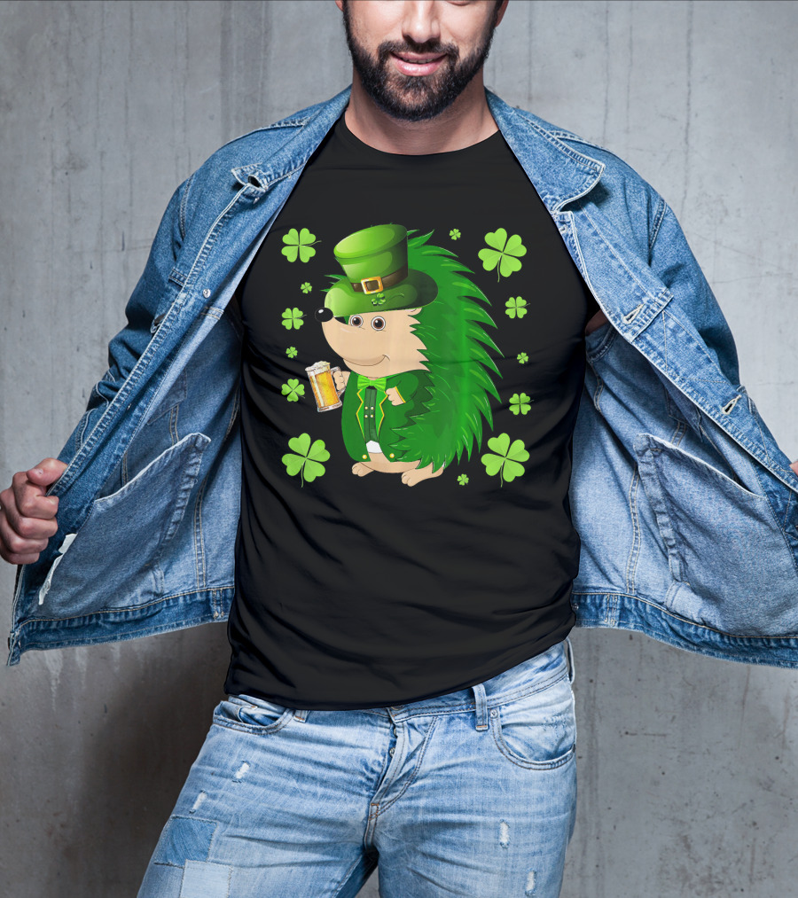 Funny Hedgichaun Leprechaun Clover Beer St. Patrick's Day T-Shirt