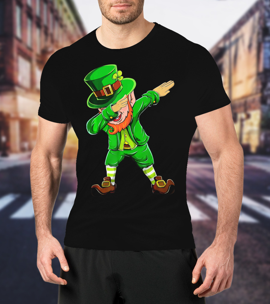Dabbing Leprechaun Funny St Patrick Day Green Costume Irish Dance T-Shirt