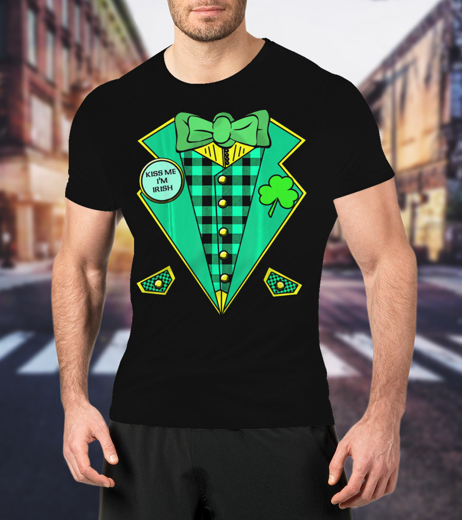 Kiss Me I'm Irish Leprechaun Costume Look With Bow Tie And Shamrock T-Shirt