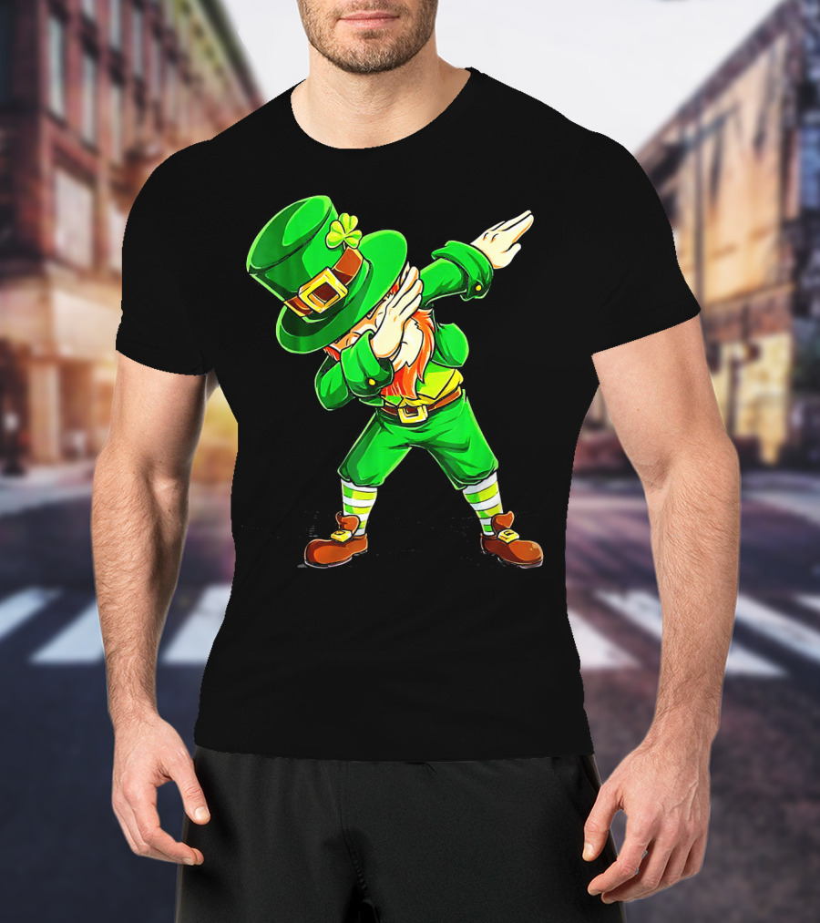 Leprechaun Dabbing Dance Pose In Green Costume T-Shirt