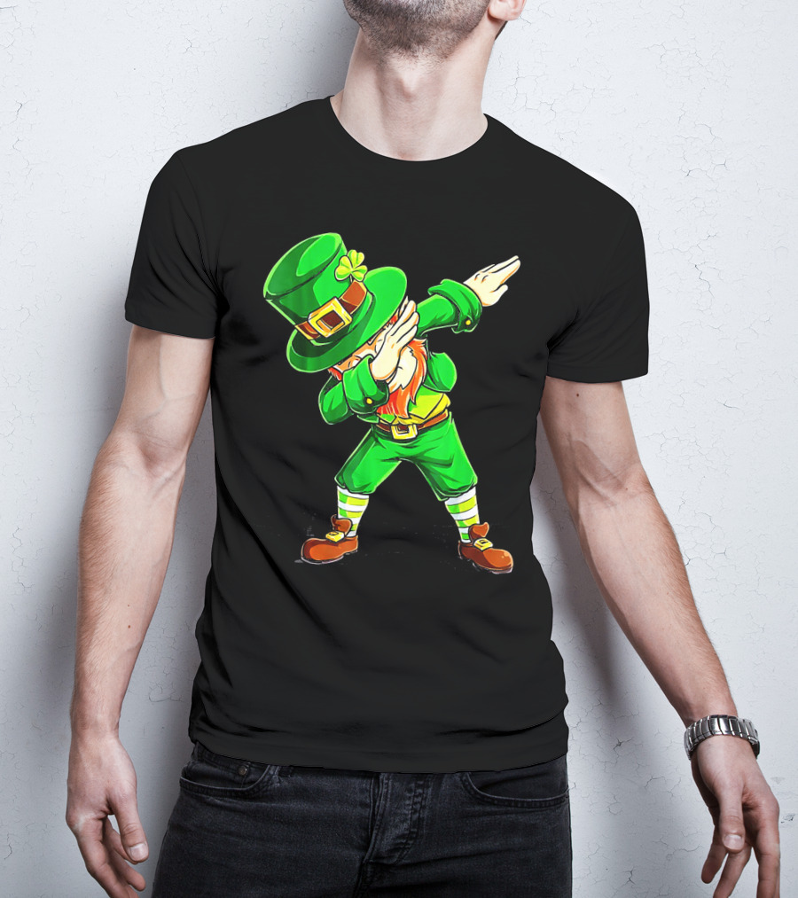 Leprechaun Dabbing Dance Pose In Green Costume T-Shirt