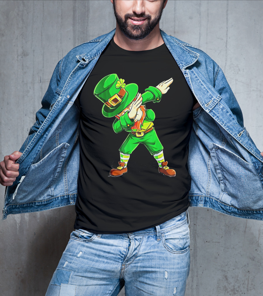 Leprechaun Dabbing Dance Pose In Green Costume T-Shirt