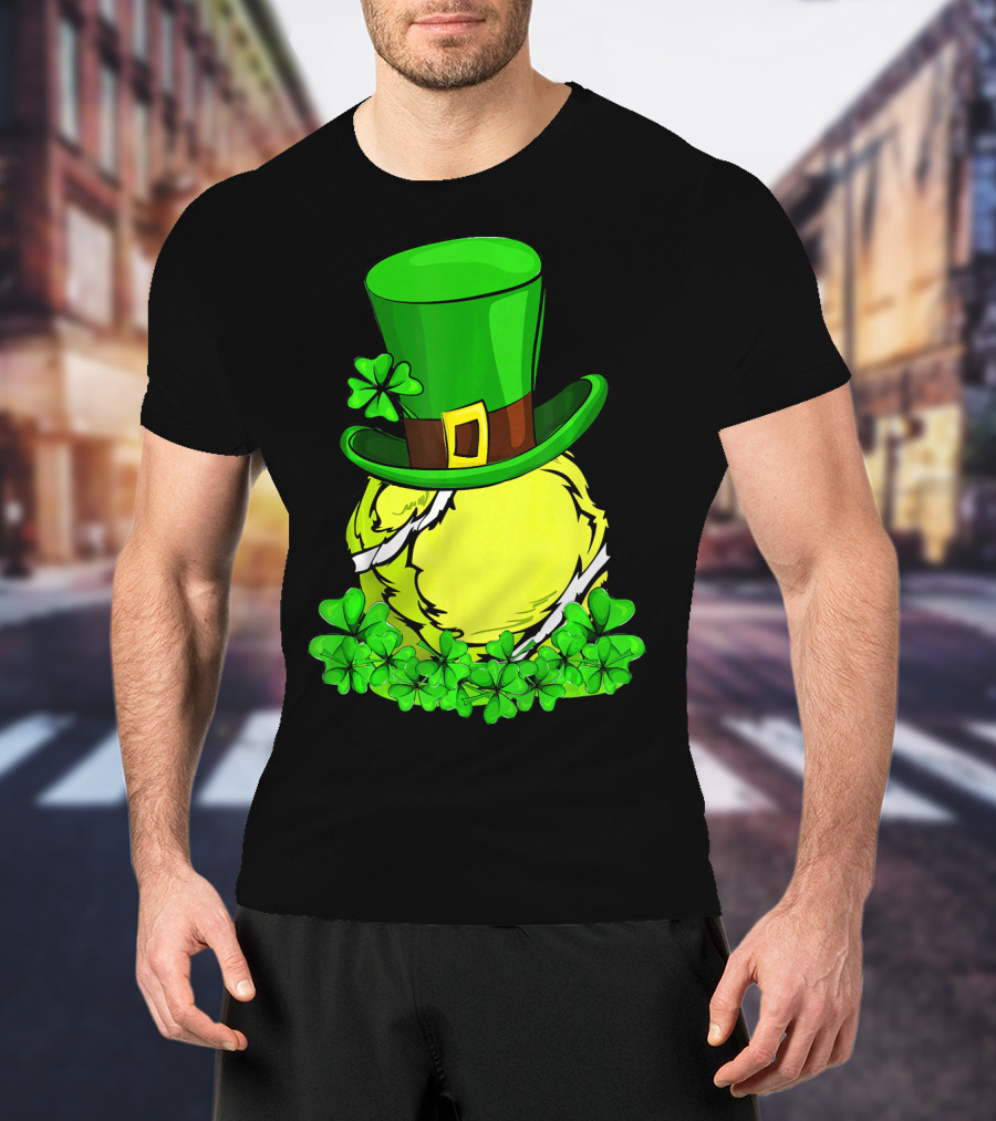 Leprechaun Hat Shamrock Tennis Ball St Patrick T-Shirt