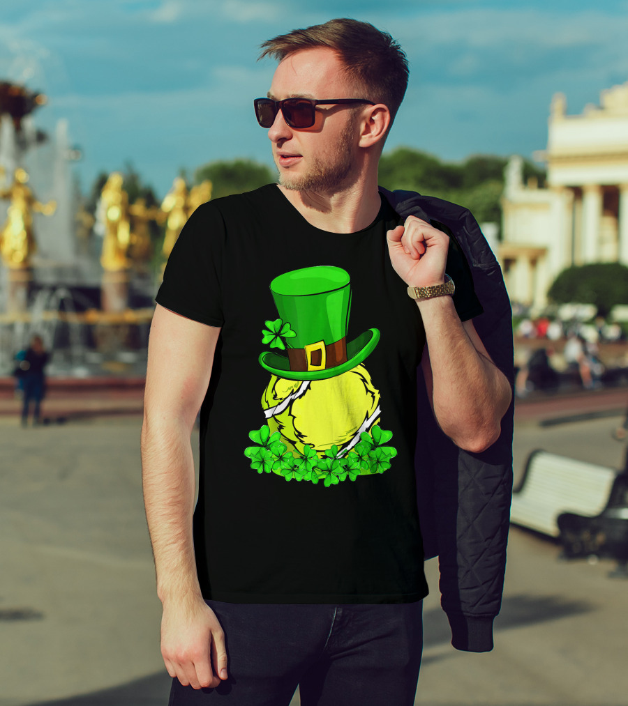 Leprechaun Hat Shamrock Tennis Ball St Patrick T-Shirt