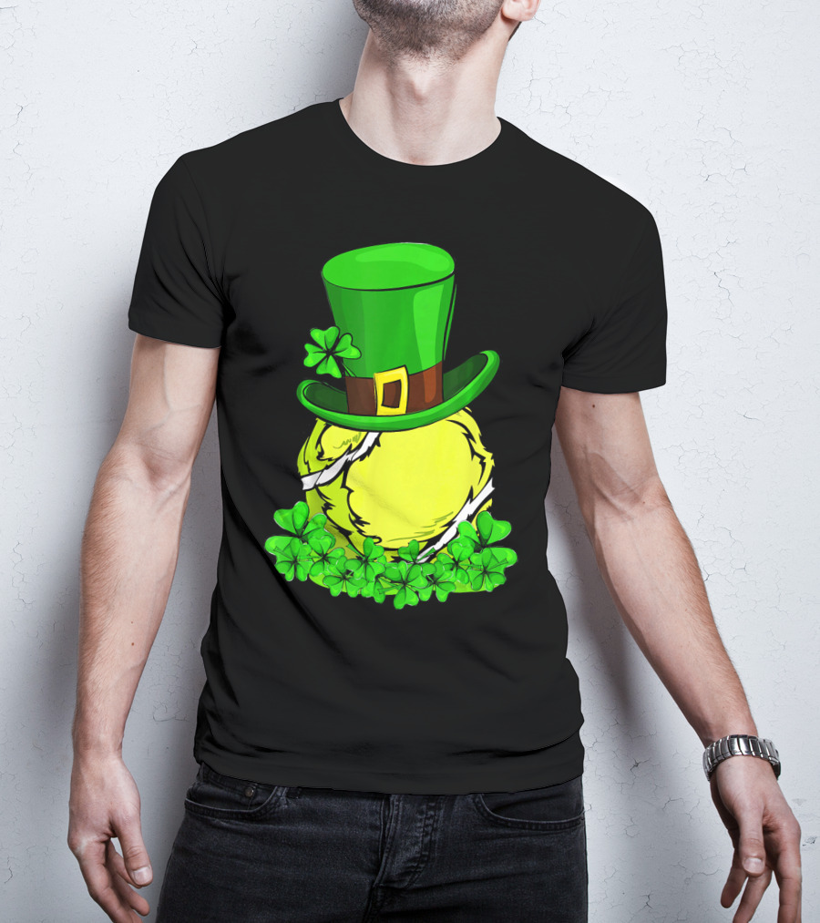 Leprechaun Hat Shamrock Tennis Ball St Patrick T-Shirt