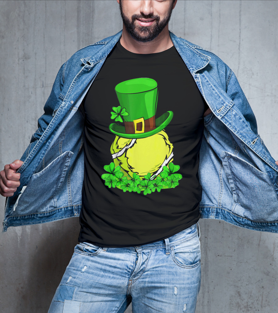 Leprechaun Hat Shamrock Tennis Ball St Patrick T-Shirt