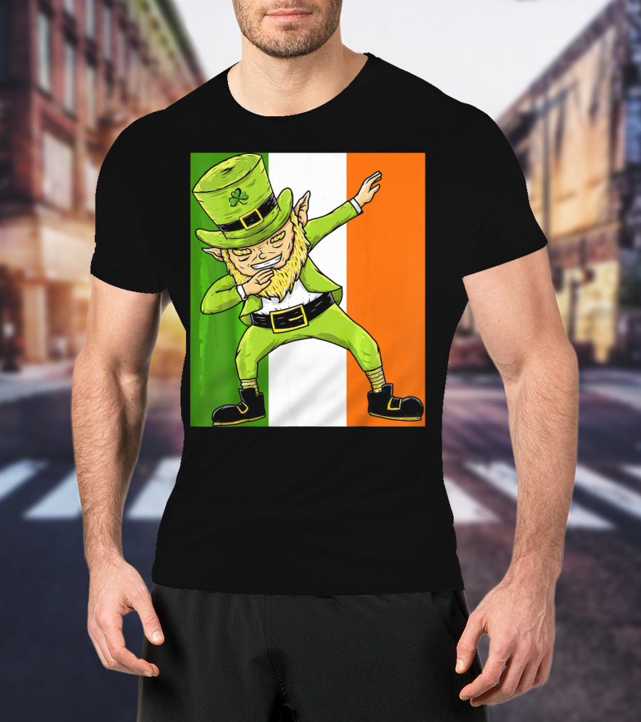 Irish Flag Dabbing Leprechaun St Patrick's Day T-Shirt