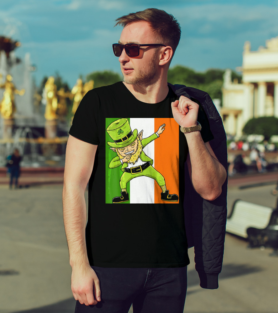 Irish Flag Dabbing Leprechaun St Patrick's Day T-Shirt