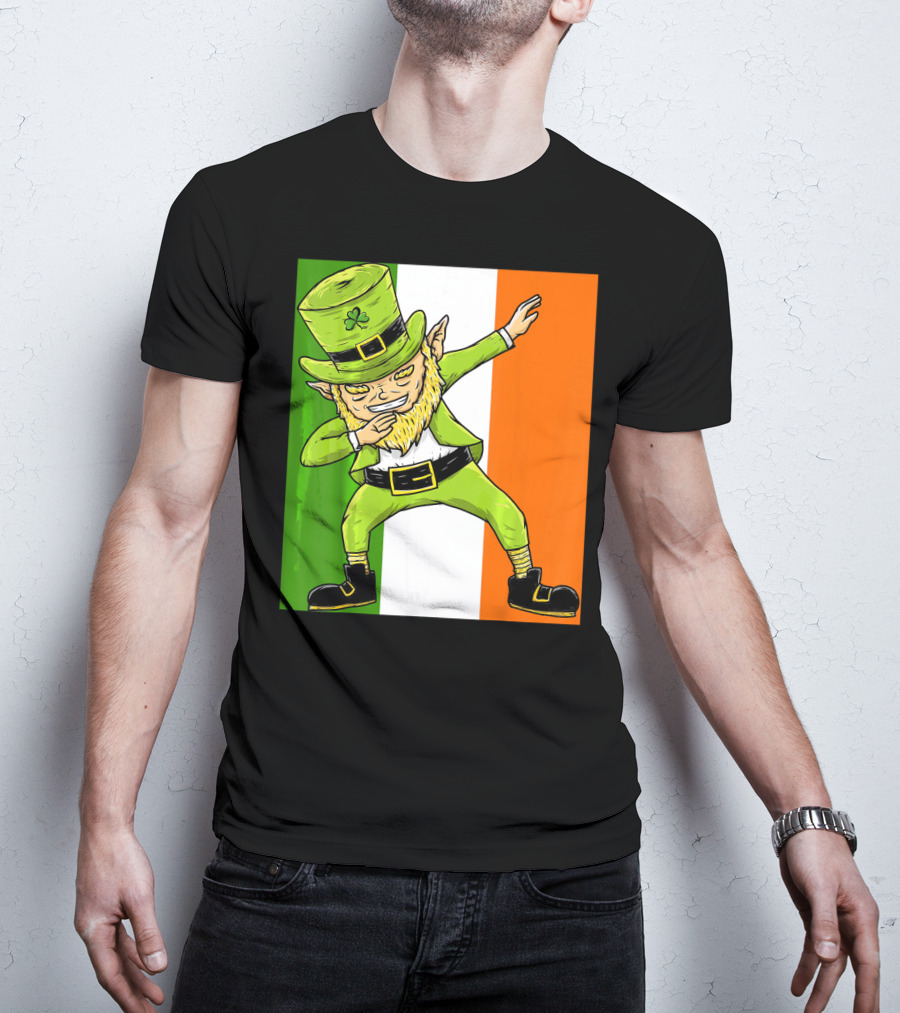 Irish Flag Dabbing Leprechaun St Patrick's Day T-Shirt
