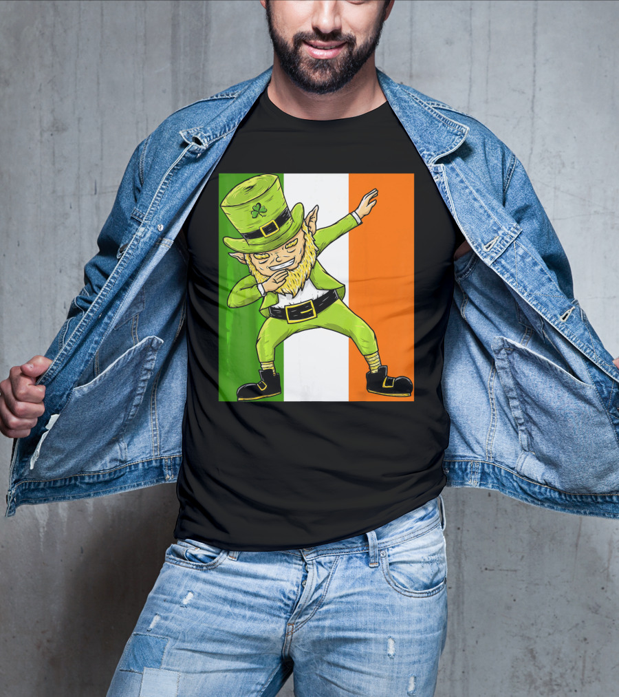 Irish Flag Dabbing Leprechaun St Patrick's Day T-Shirt