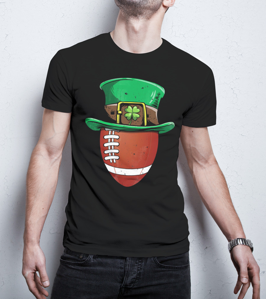Leprechaun Hat Shamrock American Football Ball T-Shirt