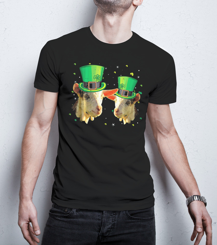 Two Goats In Leprechaun Hats For St Patricks T-Shirt