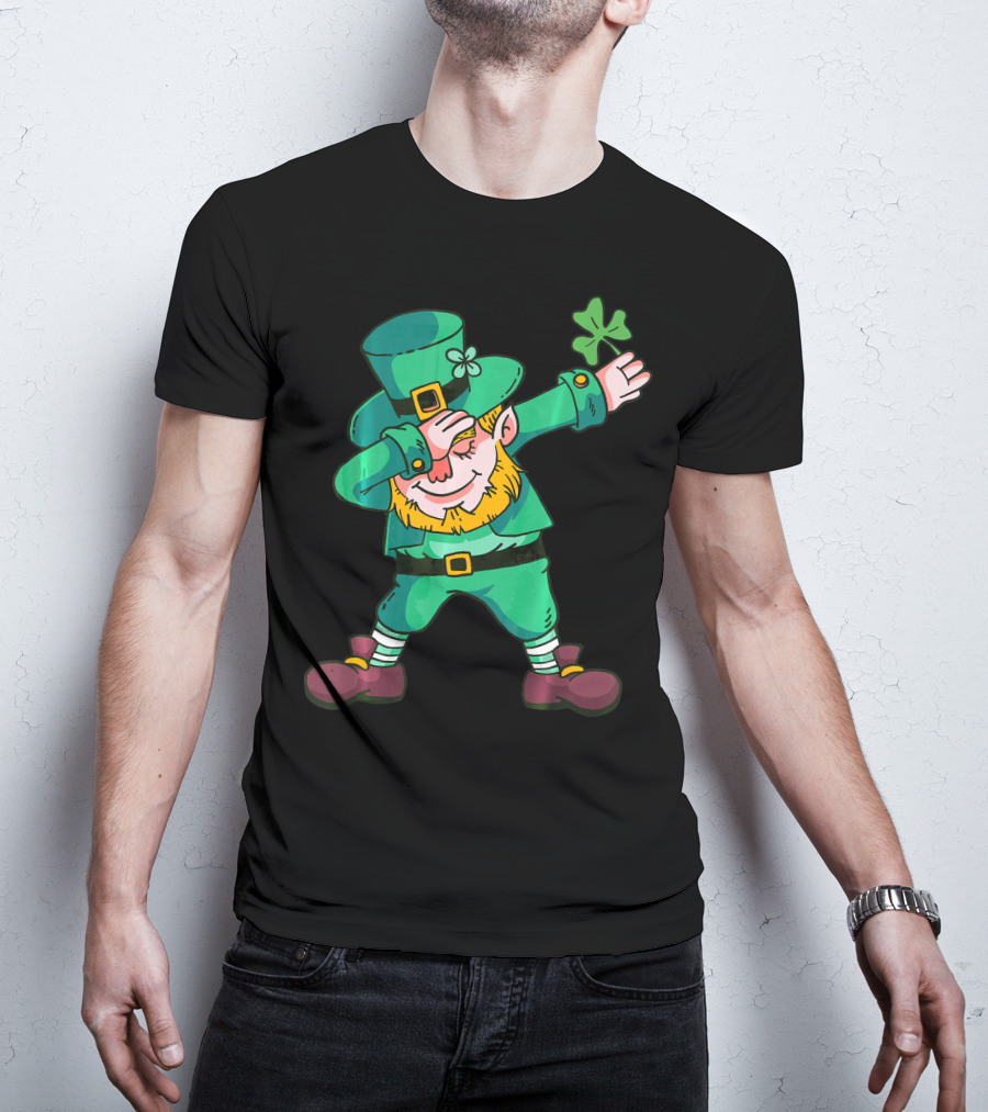 Dabbing Leprechaun Irish Shamrock T-Shirt