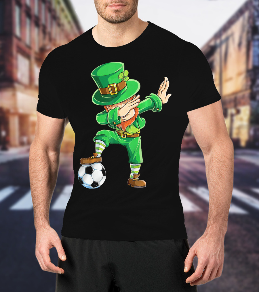 Dabbing Leprechaun Soccer Ball St Patricks Day T-Shirt