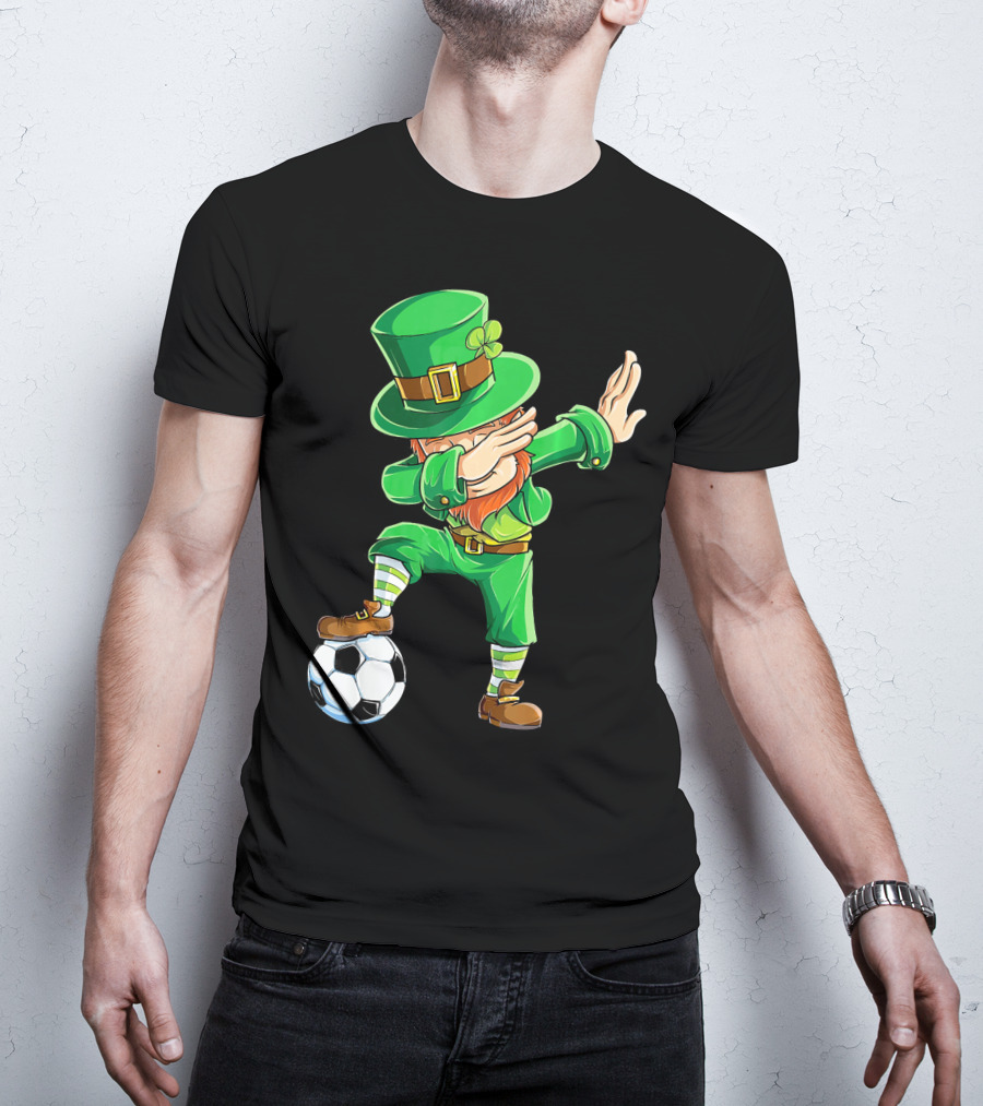 Dabbing Leprechaun Soccer Ball St Patricks Day T-Shirt