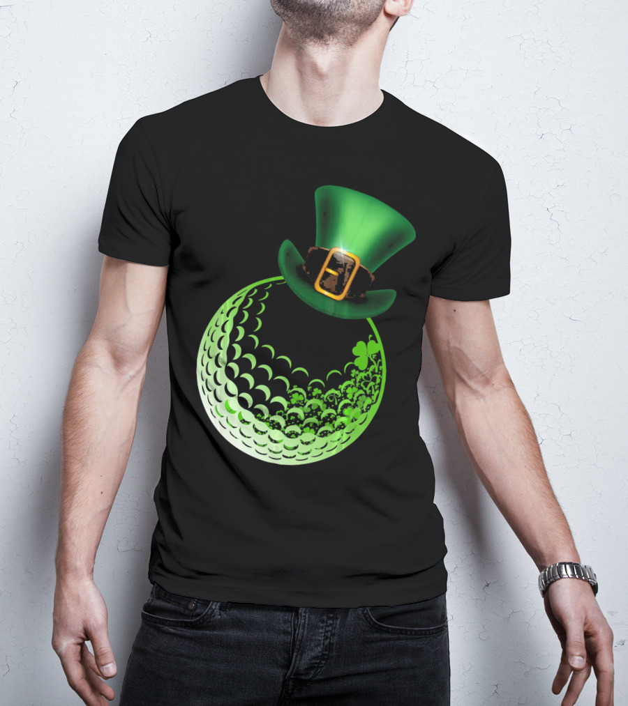 Shamrock Golf Ball With Leprechaun Hat St Patrick's Day Fun T-Shirt