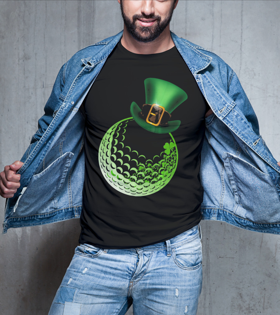 Shamrock Golf Ball With Leprechaun Hat St Patrick's Day Fun T-Shirt