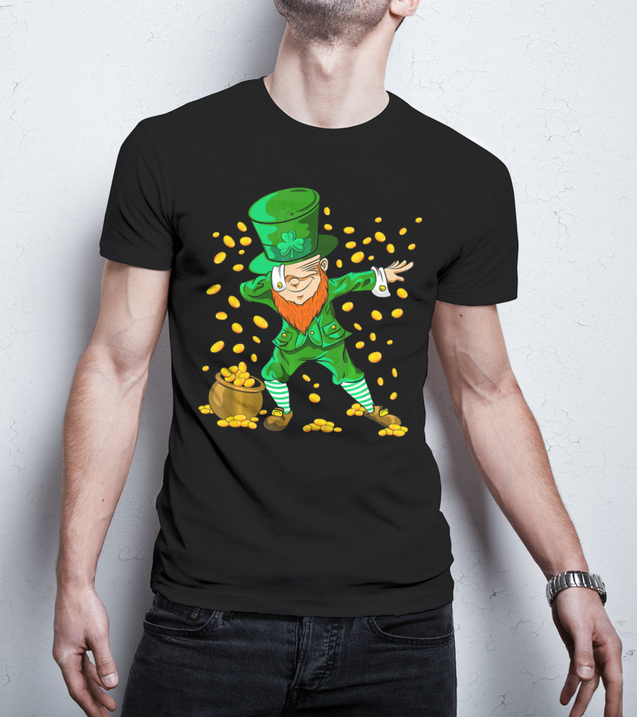 Dabbing Leprechaun With Gold Coins For St Patrick's Day T-Shirt