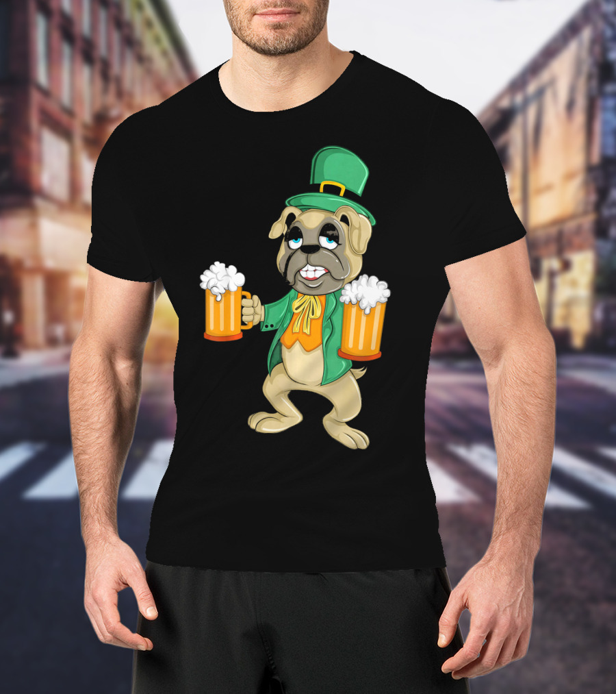 Irish Leprechaun Pug With Beers For St. Patrick's T-Shirt