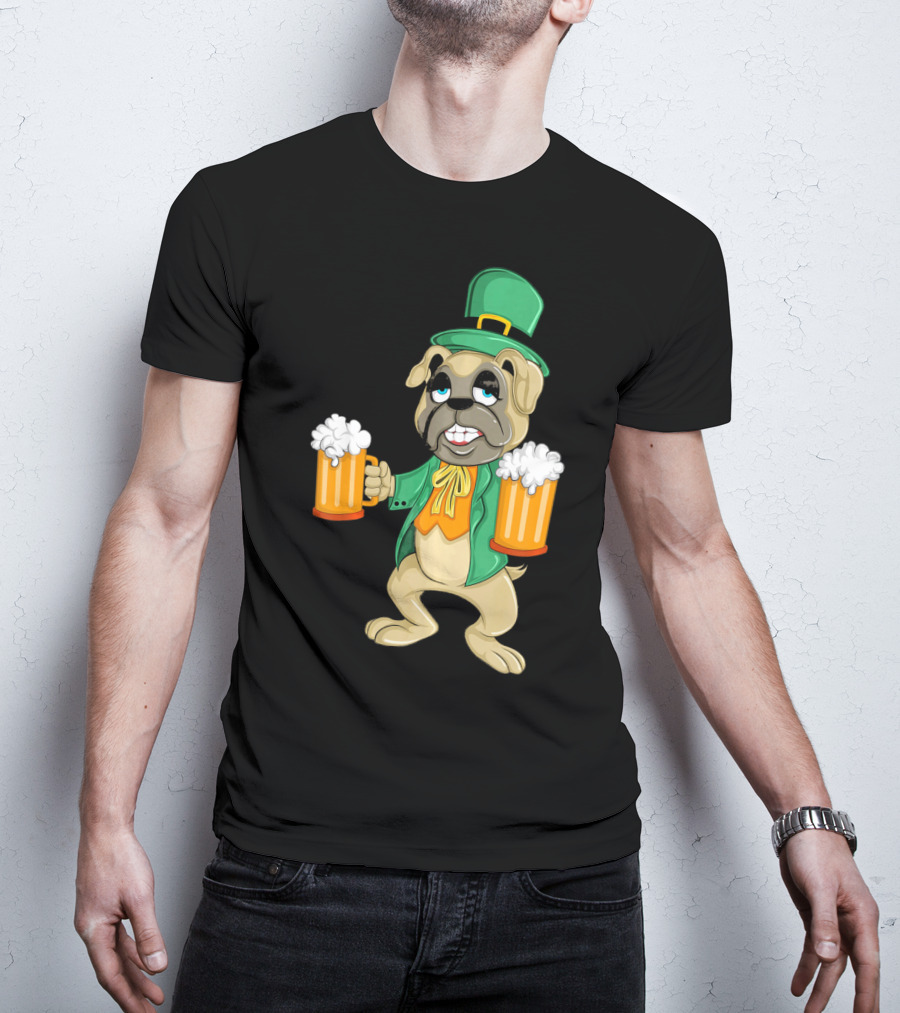 Irish Leprechaun Pug With Beers For St. Patrick's T-Shirt