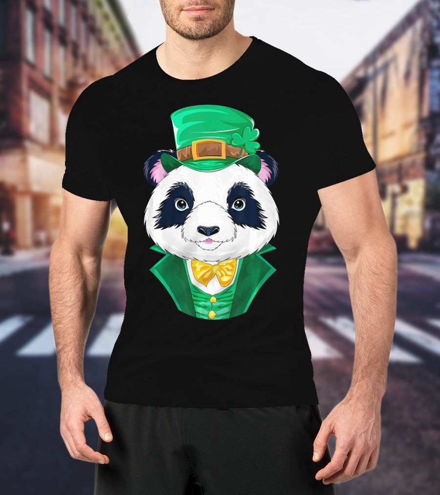 Panda Leprechaun Happy Lucky Irish Charm T-Shirt