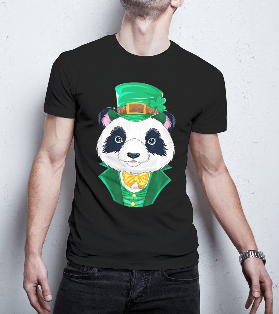 Panda Leprechaun Happy Lucky Irish Charm T-Shirt