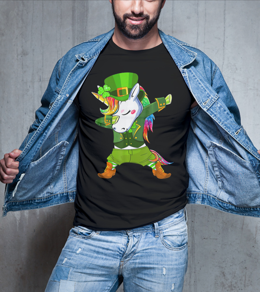 Leprechaun Costume Funny Dabbing Unicorn St. Patrick's Day Rainbow Magic T-Shirt
