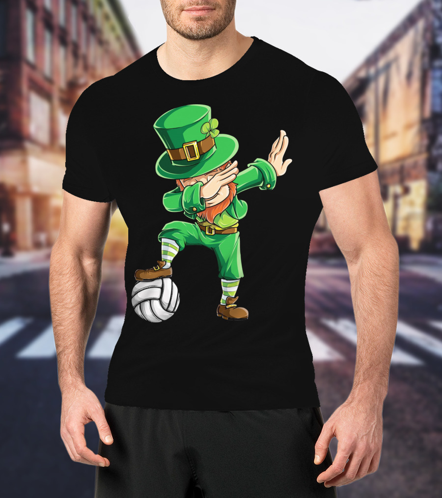 Dabbing Leprechaun With Volleyball T-Shirt