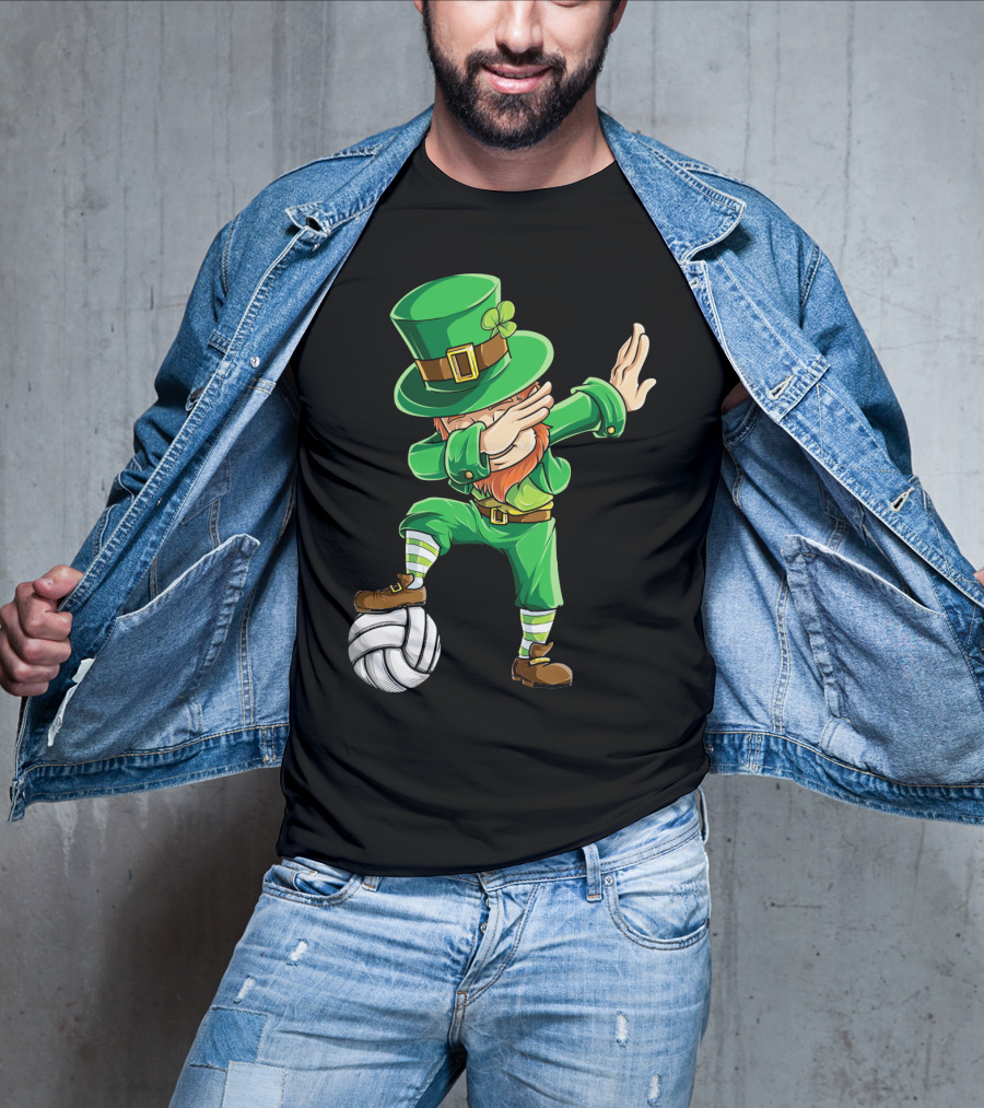 Dabbing Leprechaun With Volleyball T-Shirt