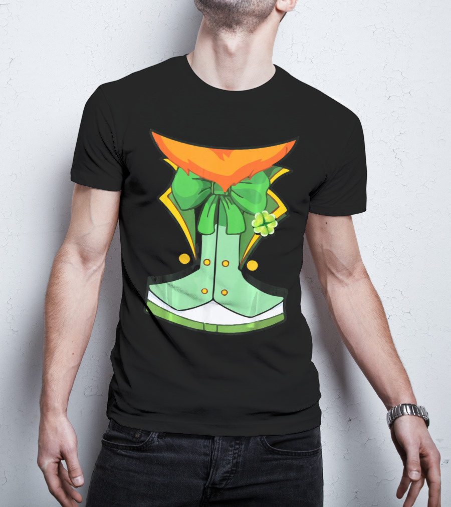 Tuxedo Leprechaun Costume With Green Bowtie And Shamrock T-Shirt