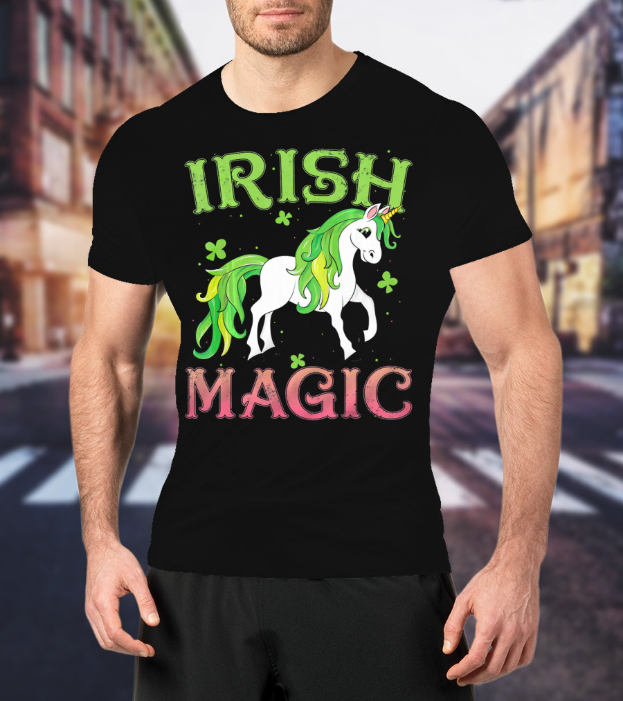 Irish Magic Unicorn Clover T-Shirt