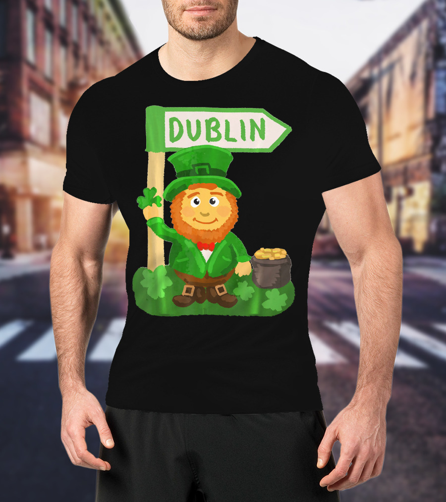 Dublin Leprechaun Shamrock Gold T-Shirt