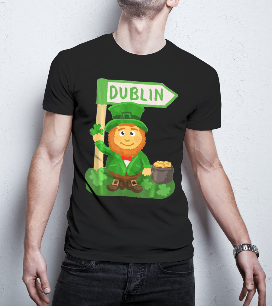 Dublin Leprechaun Shamrock Gold T-Shirt
