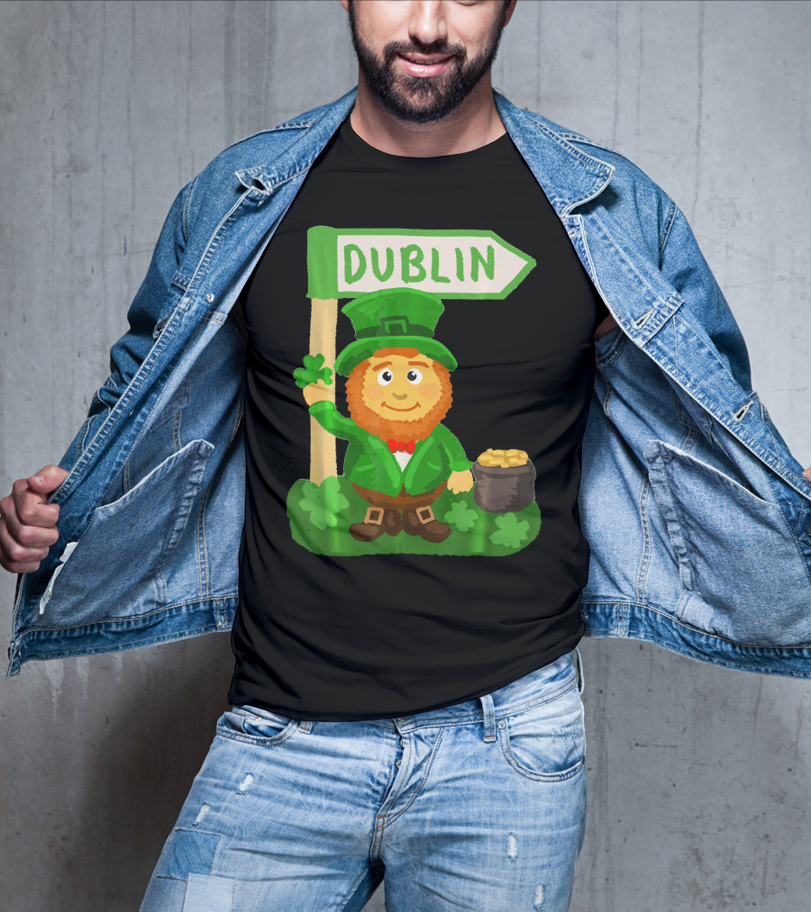 Dublin Leprechaun Shamrock Gold T-Shirt
