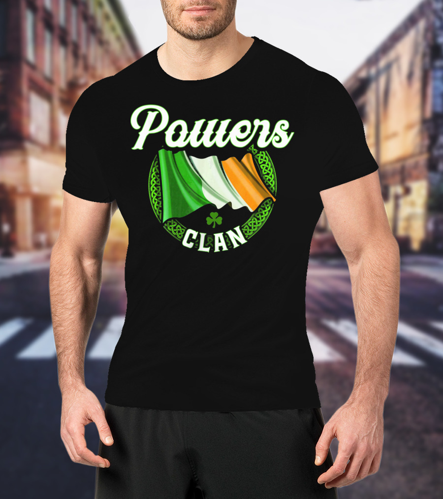 Powers Clan Irish Flag Celtic Knot Shamrock T-Shirt
