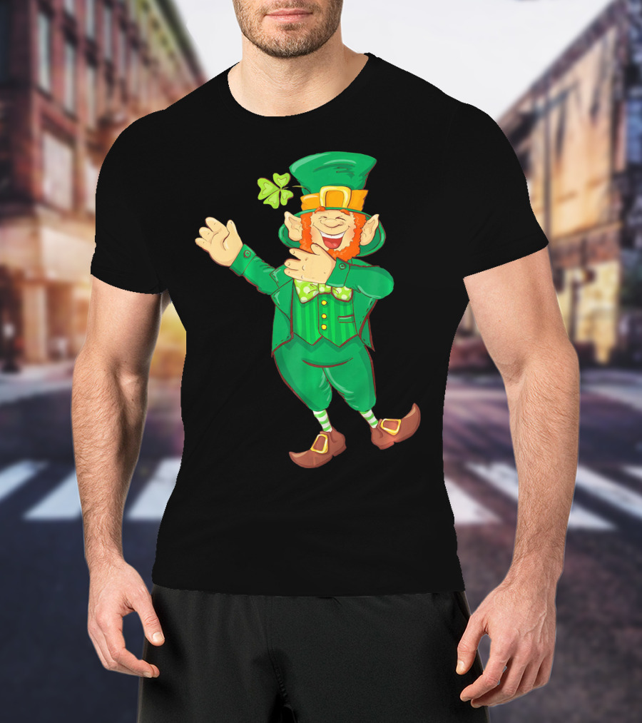 St Paddy Leprechaun Dabbing Dance Saint Clover Green T-Shirt