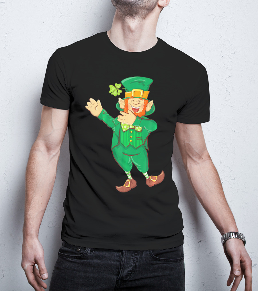 St Paddy Leprechaun Dabbing Dance Saint Clover Green T-Shirt