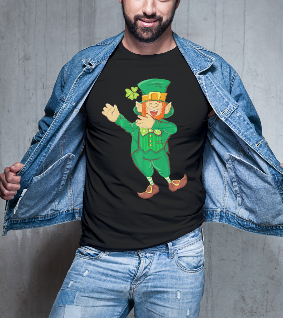 St Paddy Leprechaun Dabbing Dance Saint Clover Green T-Shirt