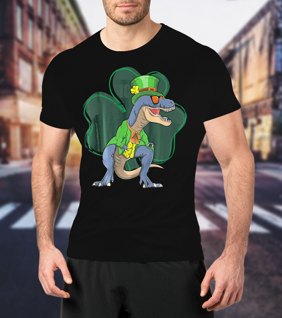 St. Pat Rex Day Leprechaun Dinosaur Shamrock Funny St. Patrick's Day T-Shirt