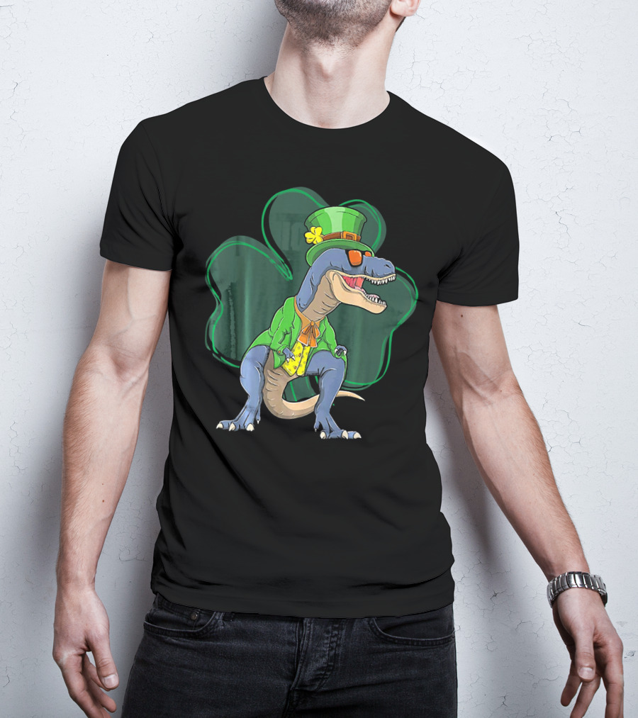 St. Pat Rex Day Leprechaun Dinosaur Shamrock Funny St. Patrick's Day T-Shirt