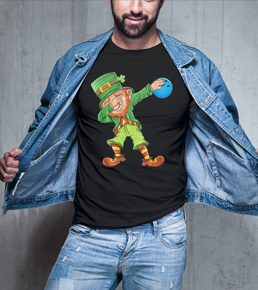 Bowling Leprechaun Dabbing With Bowling Ball T-Shirt